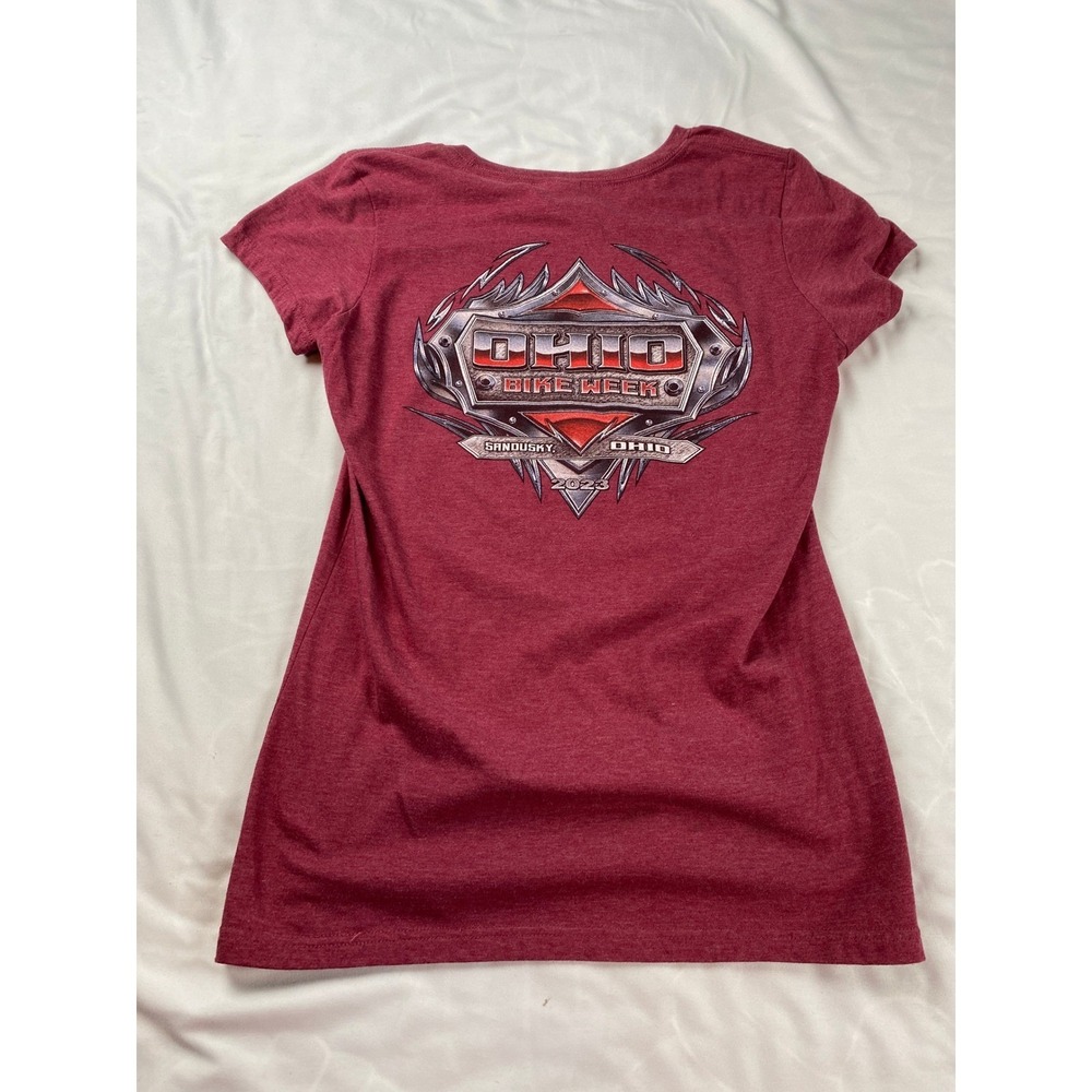 District‎ Ohio Bike Week 2023 Sandusky Graphic Tee Heather Burgundy Womens XL